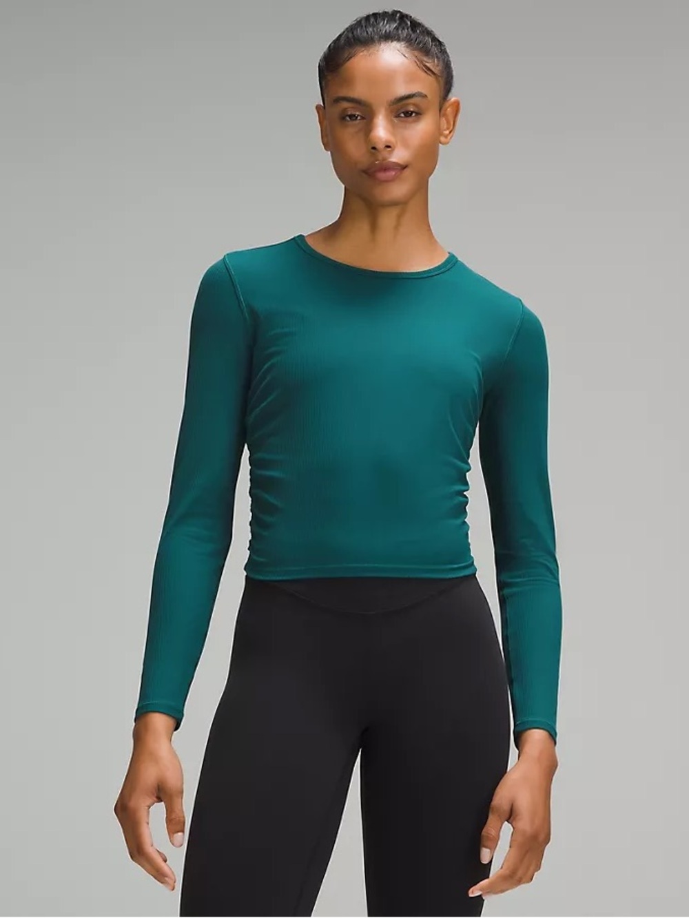 Lululemon All It Takes Ribbed Nulu Long-Sleeve Shirt - Storm Teal, Size 8